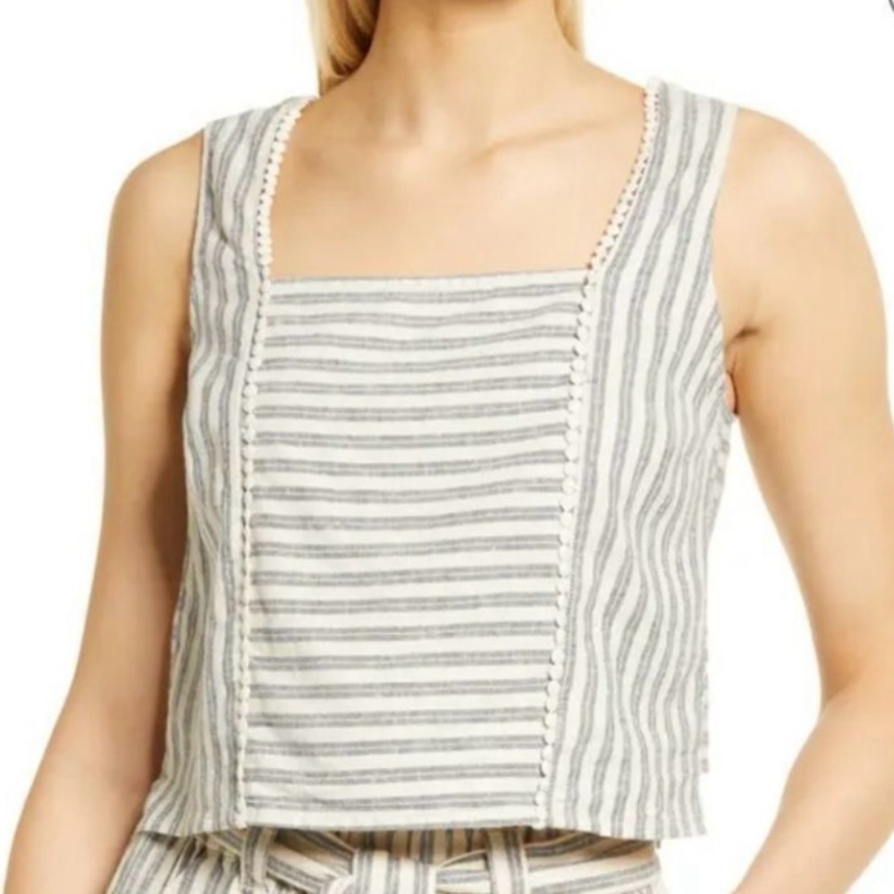 Marine Layer Stella Stripe Top Blouse Size XL Hemp Tencel Summer Lightweight - Picture 1 of 12